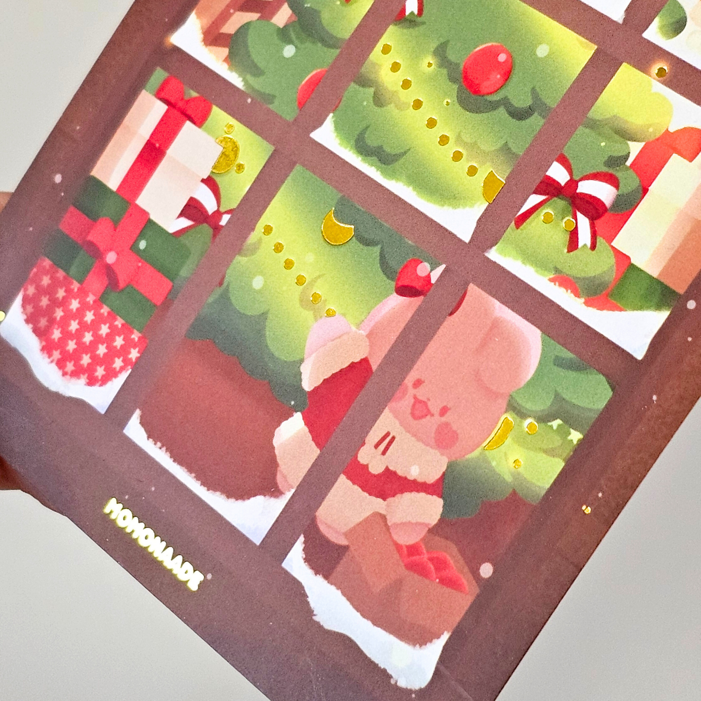 Illustration avec dorures noël | kawaii | carte postale