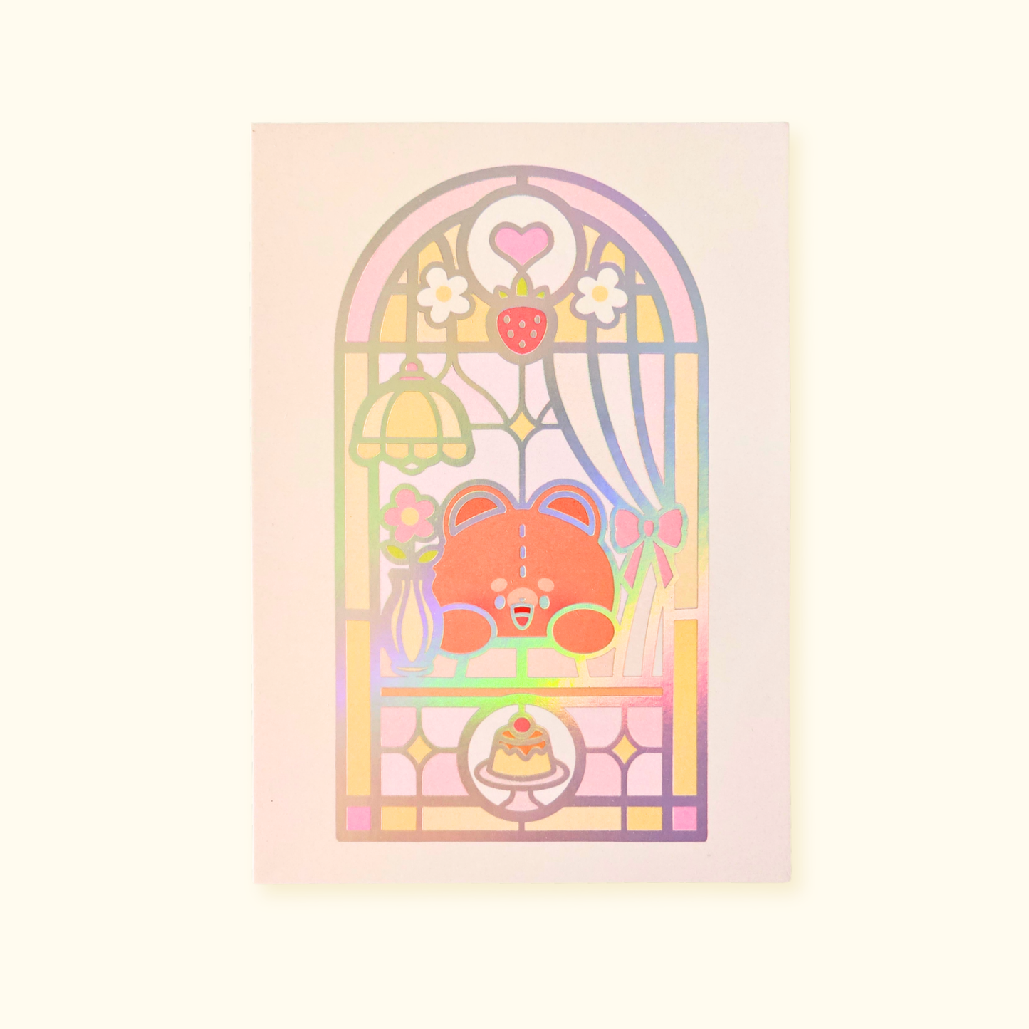 Illustration holographique vitraux Pomi | kawaii | carte postale