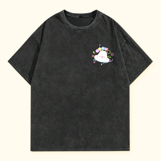 T-shirt Nakayoshi à manches courtes | Noir effet délavé