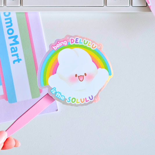 Sticker holographique delulu | Autocollant waterproof