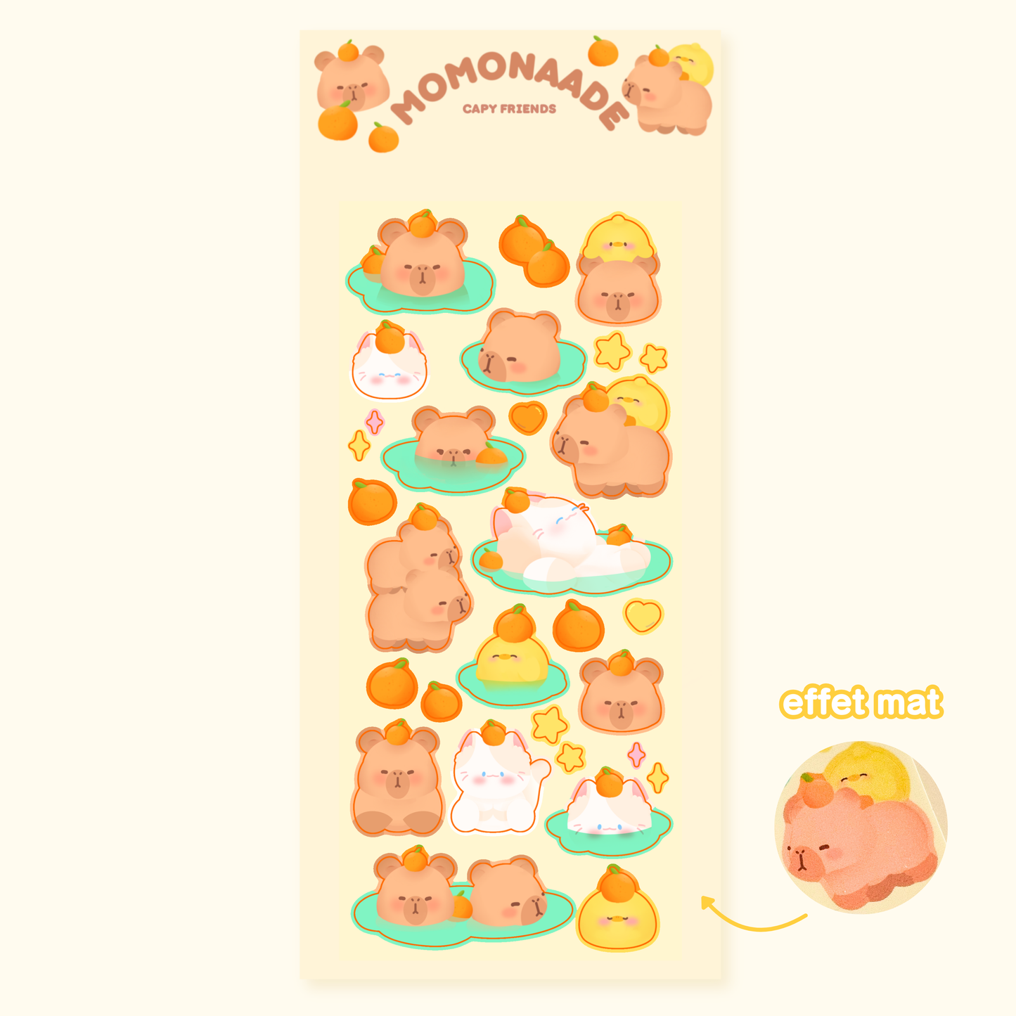 Planche de stickers capybara | Planche d'autocollant