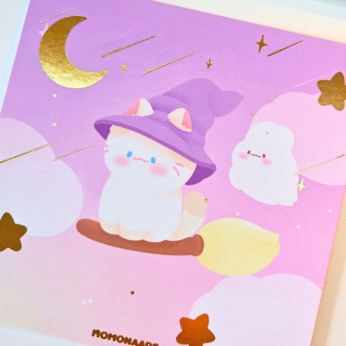 Illustration avec dorures whitchy Mochi | kawaii | carte postale