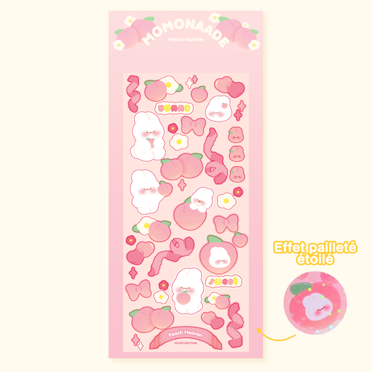 Planche de stickers pêche pailleté | Planche d'autocollant