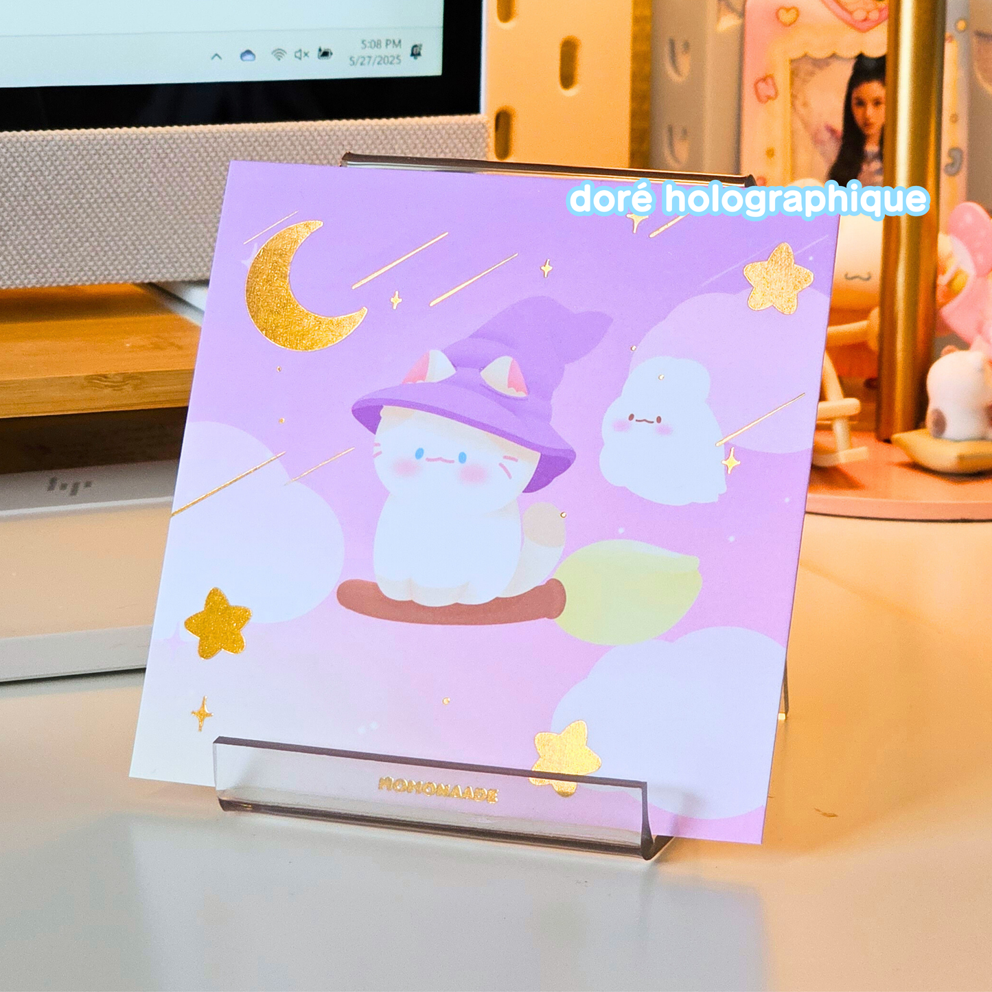 Illustration avec dorures whitchy Mochi | kawaii | carte postale