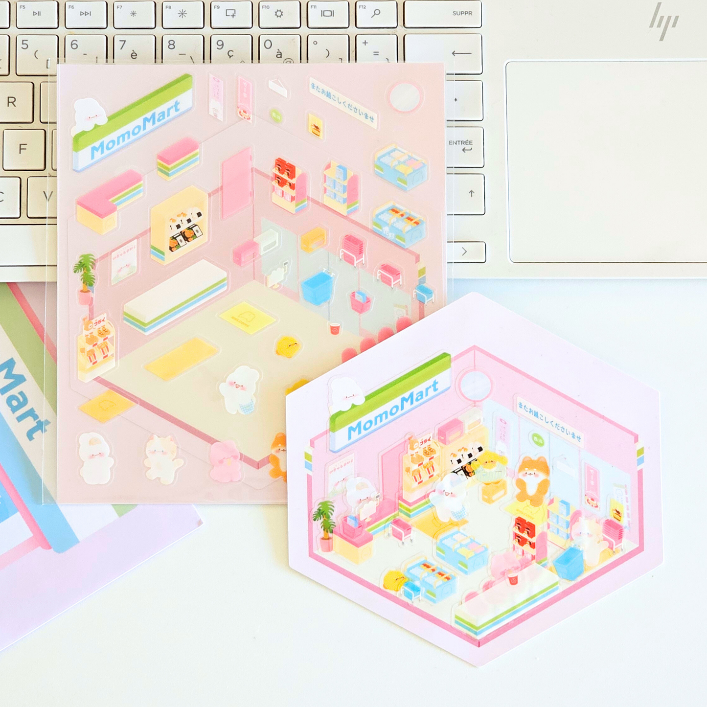 Planche de stickers isométrique | paysage à reconstruire