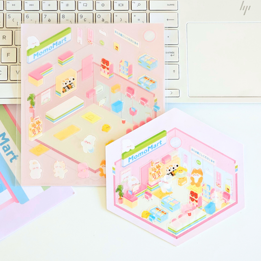 Planche de stickers isométrique | paysage à reconstruire