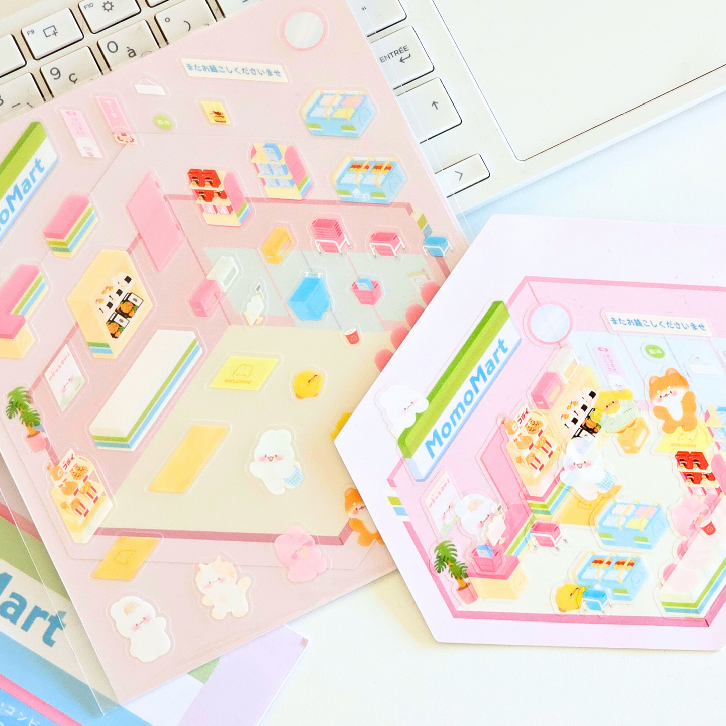 Planche de stickers isométrique | paysage à reconstruire