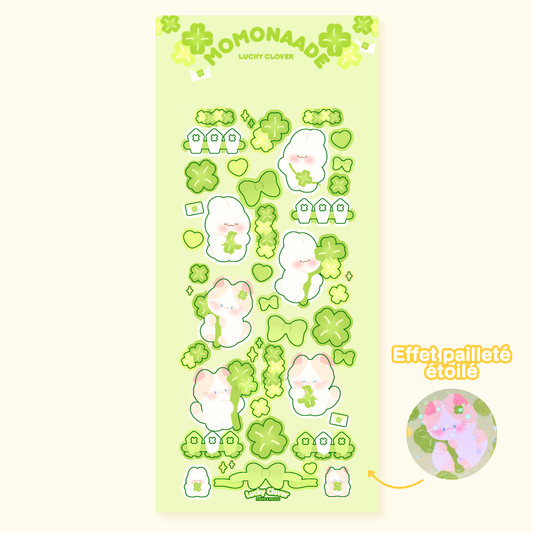 Planche de stickers trèfle pailleté | Planche d'autocollant