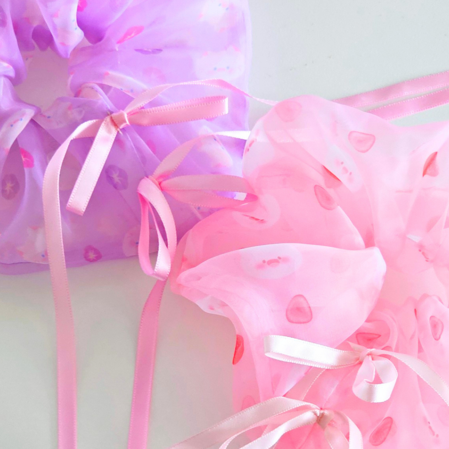 Chouchou organza Rose | grand scrunchie | bijoux de cheveux