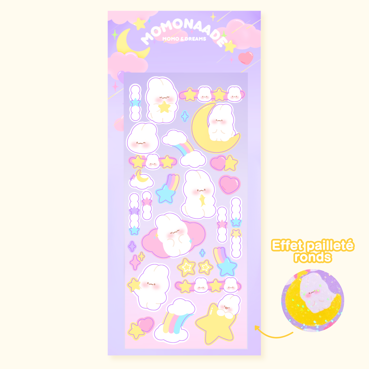 Planche de stickers dreamy pailleté | Planche d'autocollant