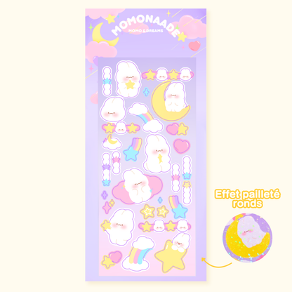 Planche de stickers dreamy pailleté | Planche d'autocollant