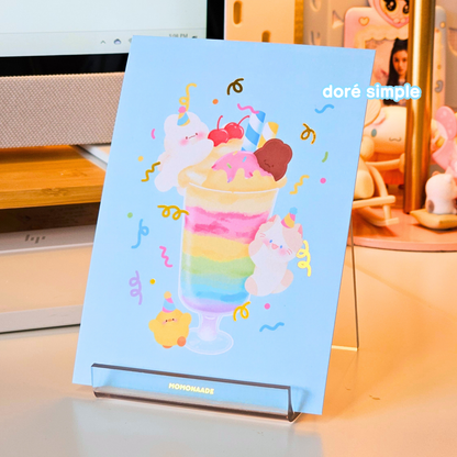 Illustration avec dorures rainbow sorbet | kawaii | carte postale