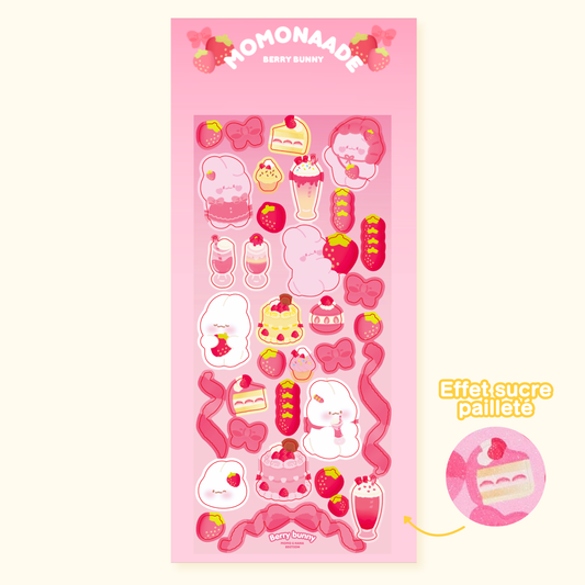 Planche de stickers berry bunny | Planche d'autocollant