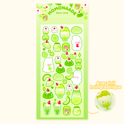 Planche de stickers Melon Soda holographique | Planche d'autocollant