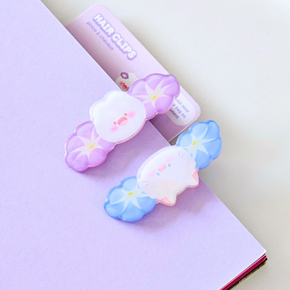 Barrettes acrylique Momo & Mochi Asagao | accessoire kawaii | pince à cheveux