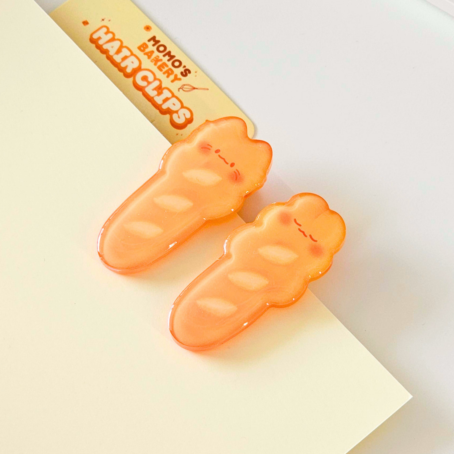 Barrettes acrylique Momo & Mochi Baguette | accessoire kawaii | pince à cheveux