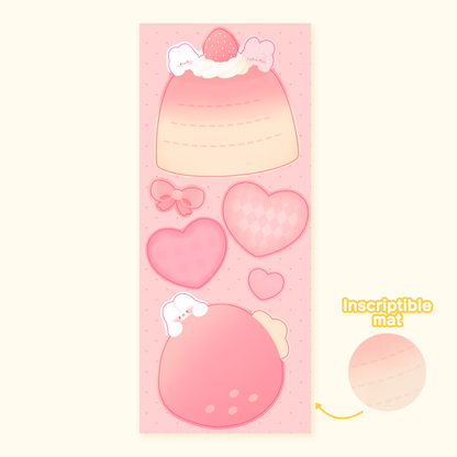 Planche de stickers façon mémo, inscriptible Fraise | Planche d'autocollant