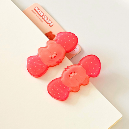 Barrettes acrylique Pomi Fraise | accessoire kawaii | pince à cheveux