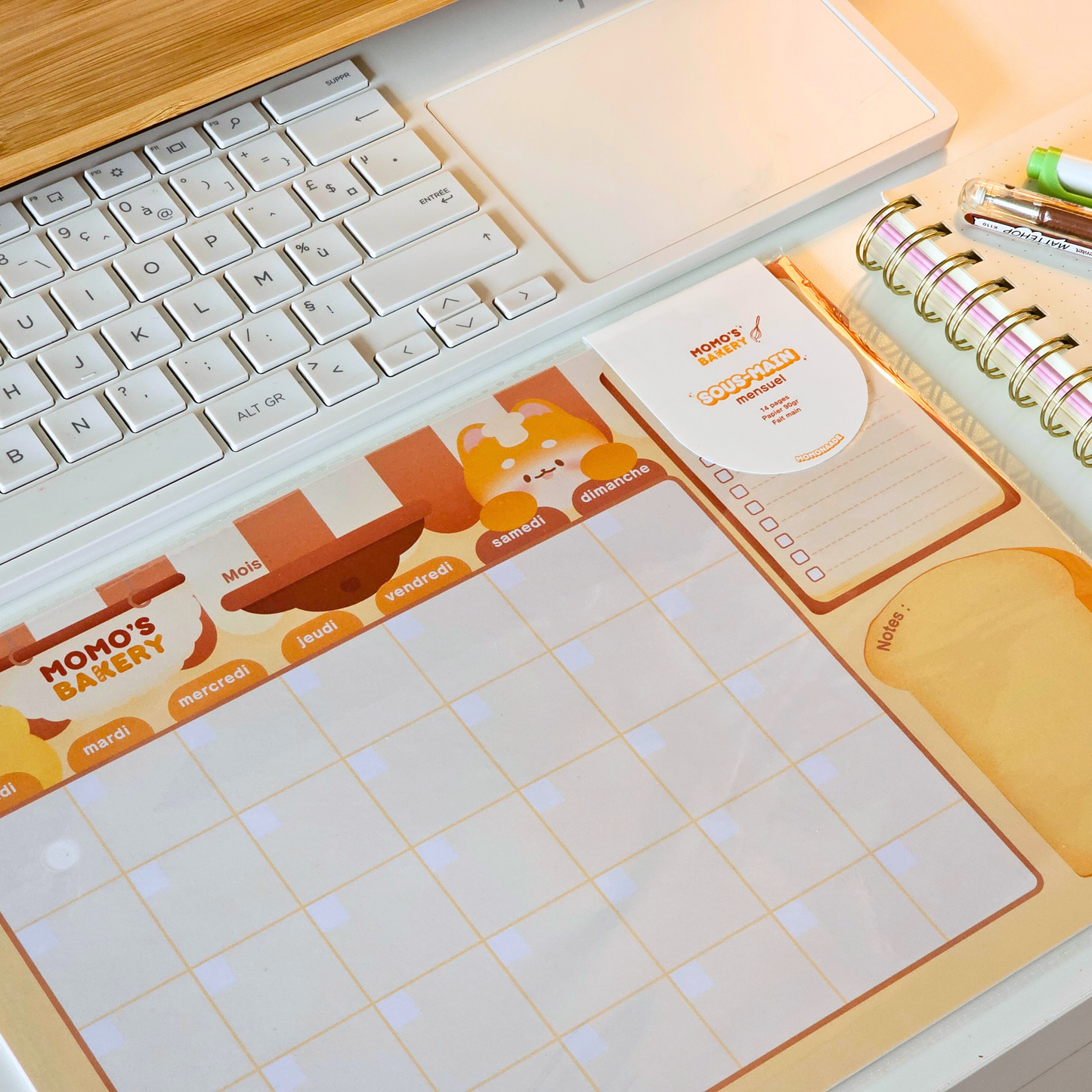 Calendrier sous-main pour bureau boulangerie