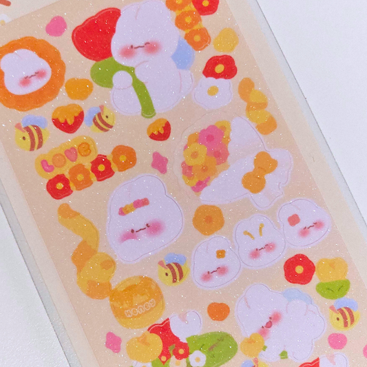 Planche de stickers Honey pailleté | Planche d'autocollant