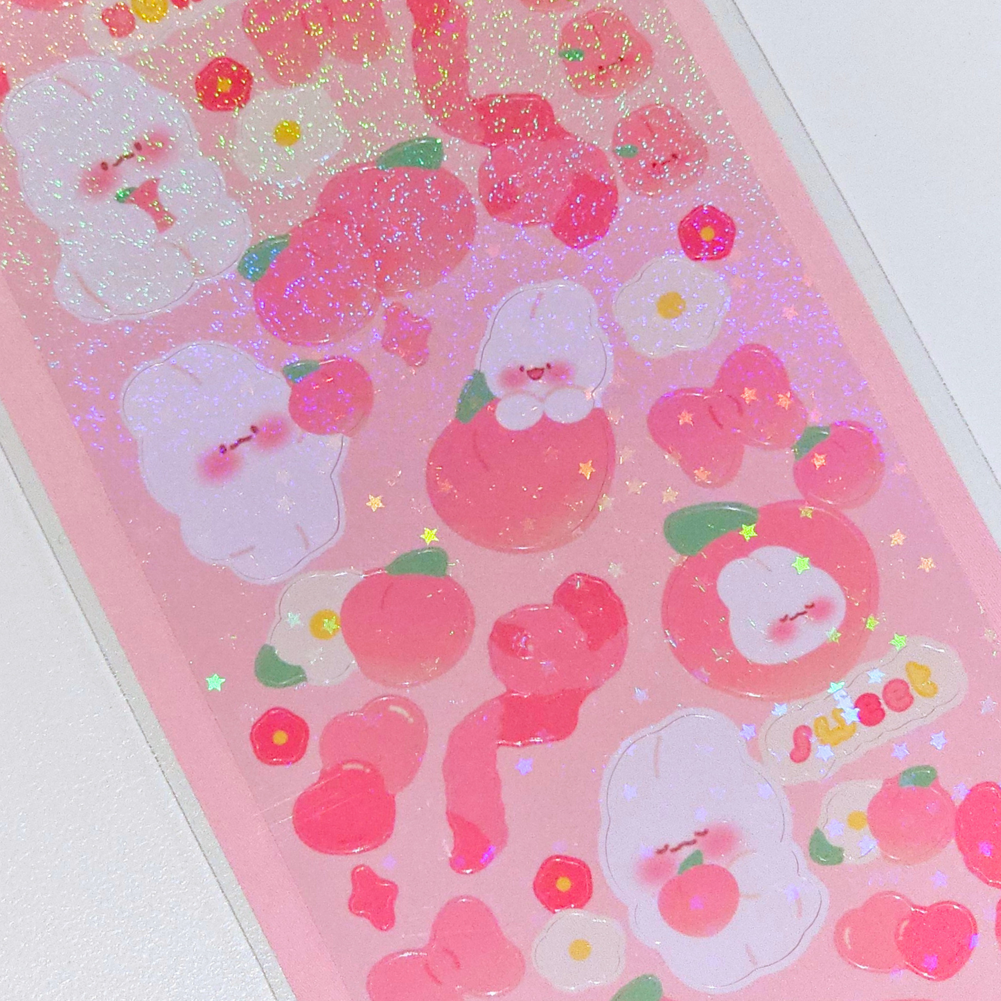 Planche de stickers pêche pailleté | Planche d'autocollant