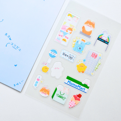 Planche de stickers Tokyo life bords transparent | Planche d'autocollant