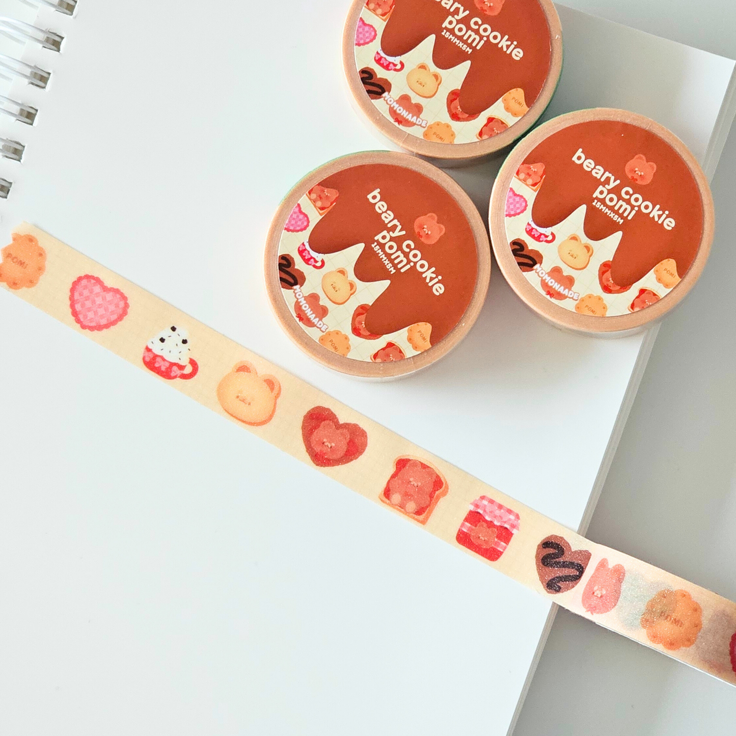 Scotch washi beary cookie pomi | Washi Tape Kawaii | Bullet Journal