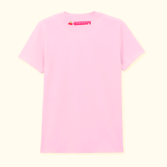 T-shirt Don't worry be cherry ! à manches courtes | Rose