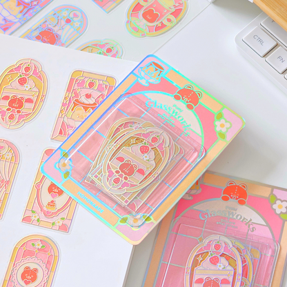 Sticker Pack vitraux Pomi effet holographique | Waterproof | Pack d’autocollants dessert