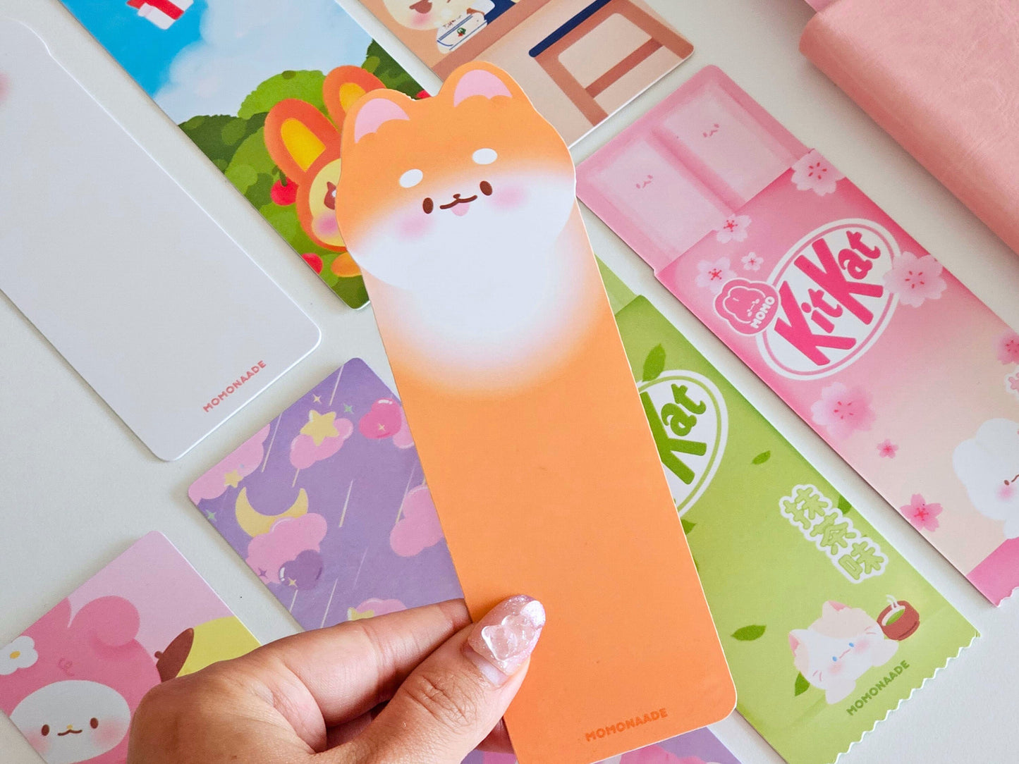 Marque-pages mignon, pastel, brillant, holographique, kit kat