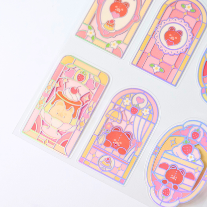 Sticker Pack vitraux Pomi effet holographique | Waterproof | Pack d’autocollants dessert