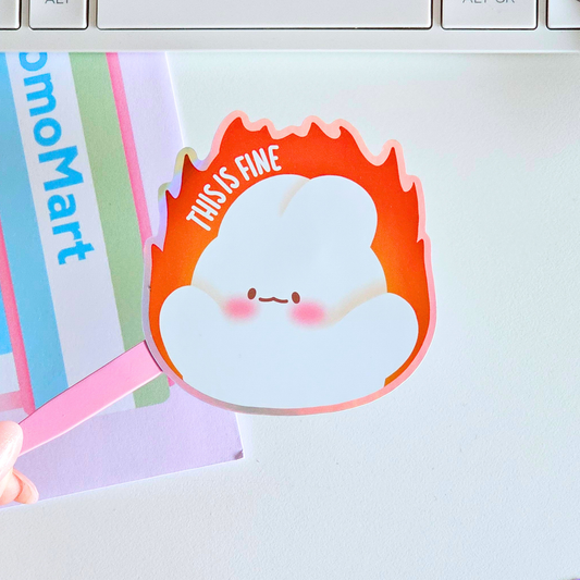 Sticker holographique THIS IS FINE| Autocollant waterproof