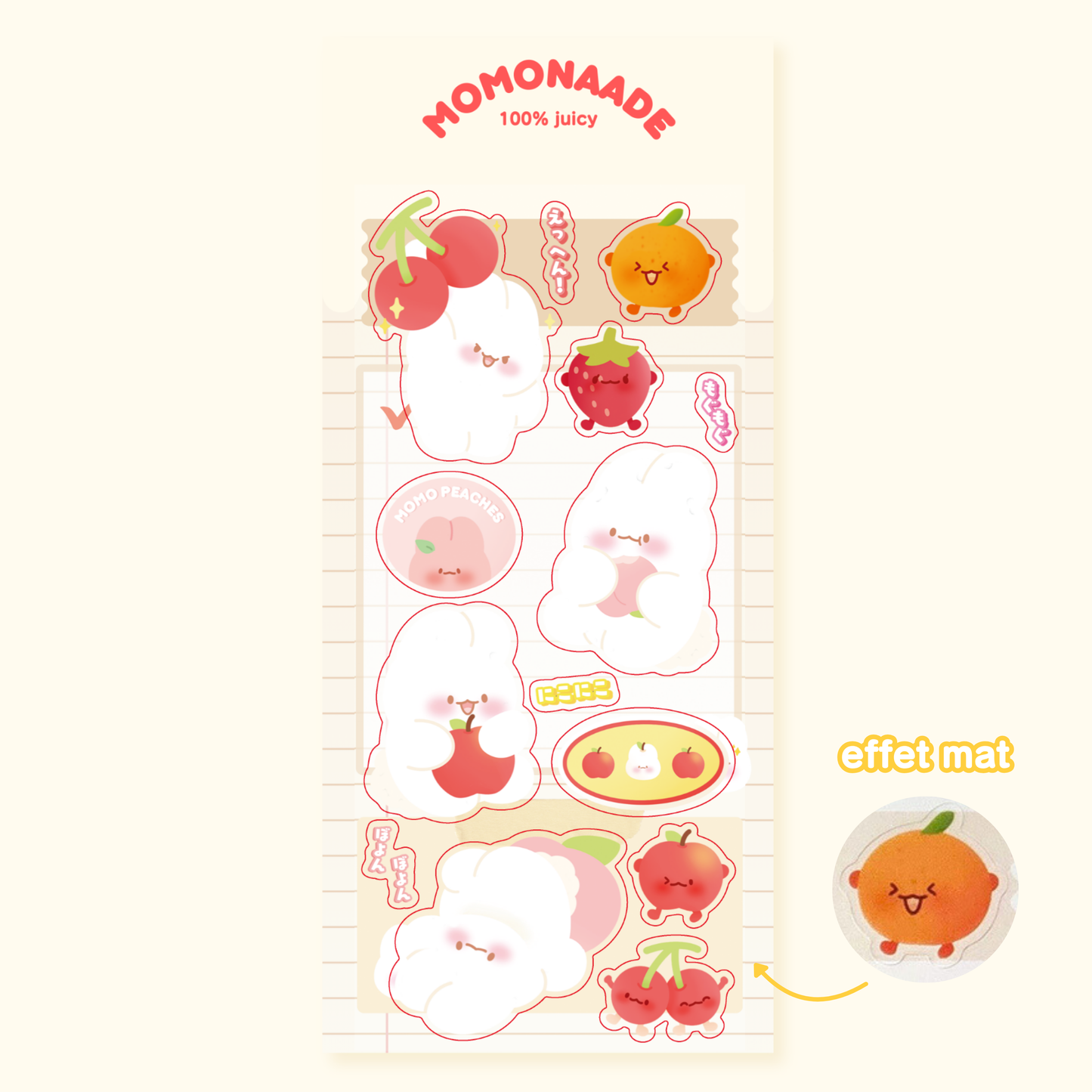 Planche de stickers fruit bords transparent | Planche d'autocollant