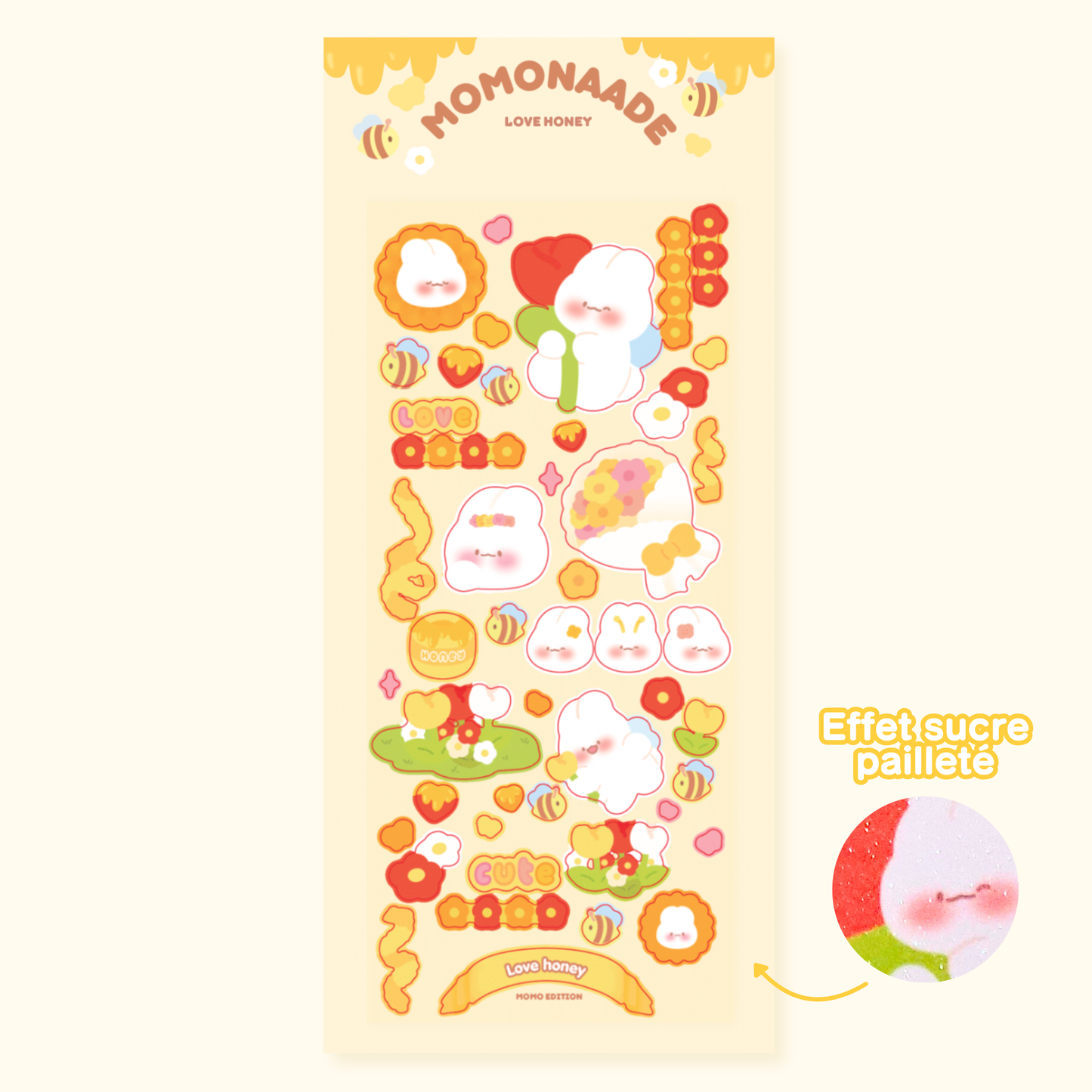 Planche de stickers Honey pailleté | Planche d'autocollant