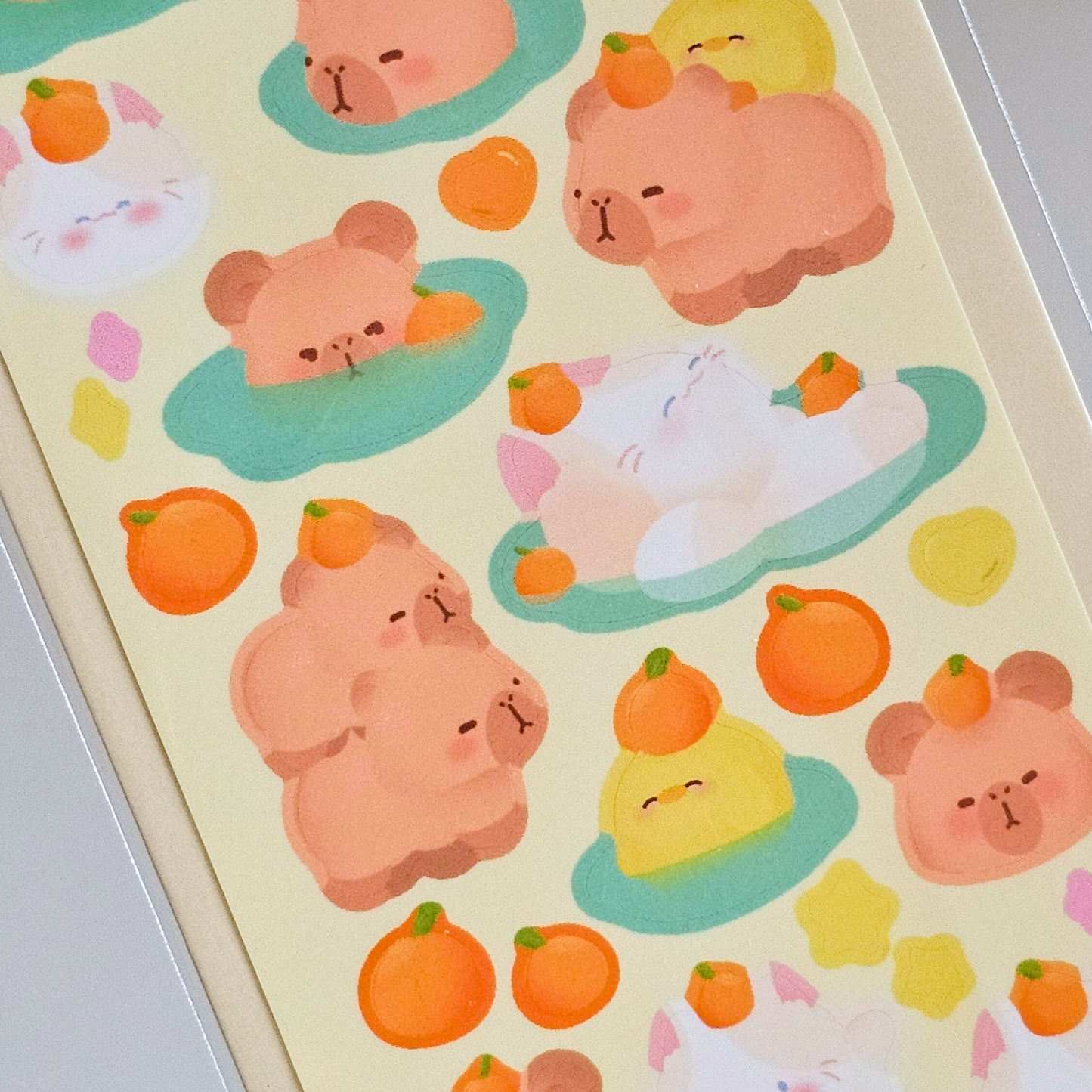 Planche de stickers capybara | Planche d'autocollant