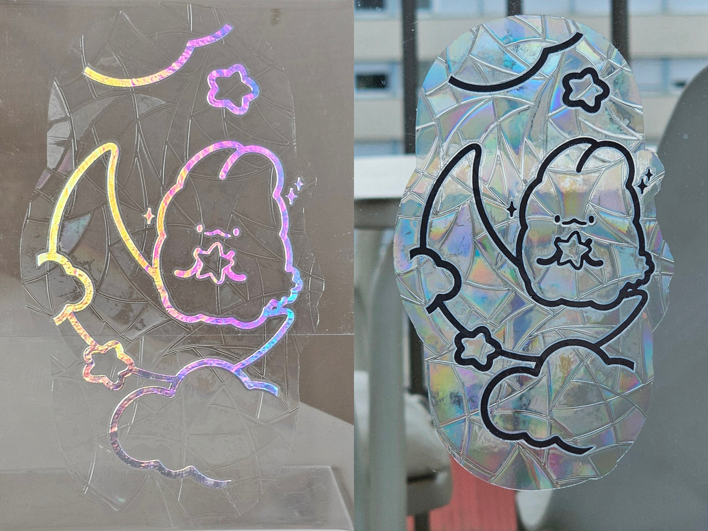 Sticker suncatcher | sticker attrape soleil | holographique, doré, rose gold | sticker fenêtre