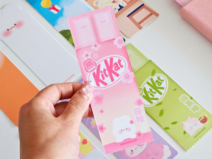 Marque-pages mignon, pastel, brillant, holographique, kit kat