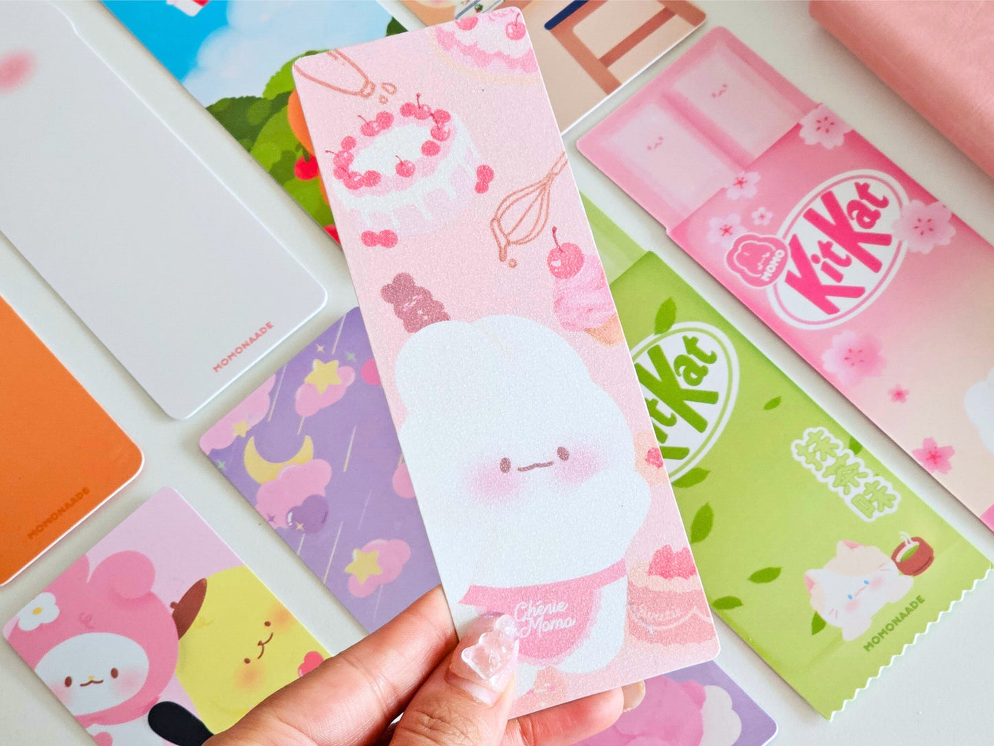 Marque-pages mignon, pastel, brillant, holographique, kit kat