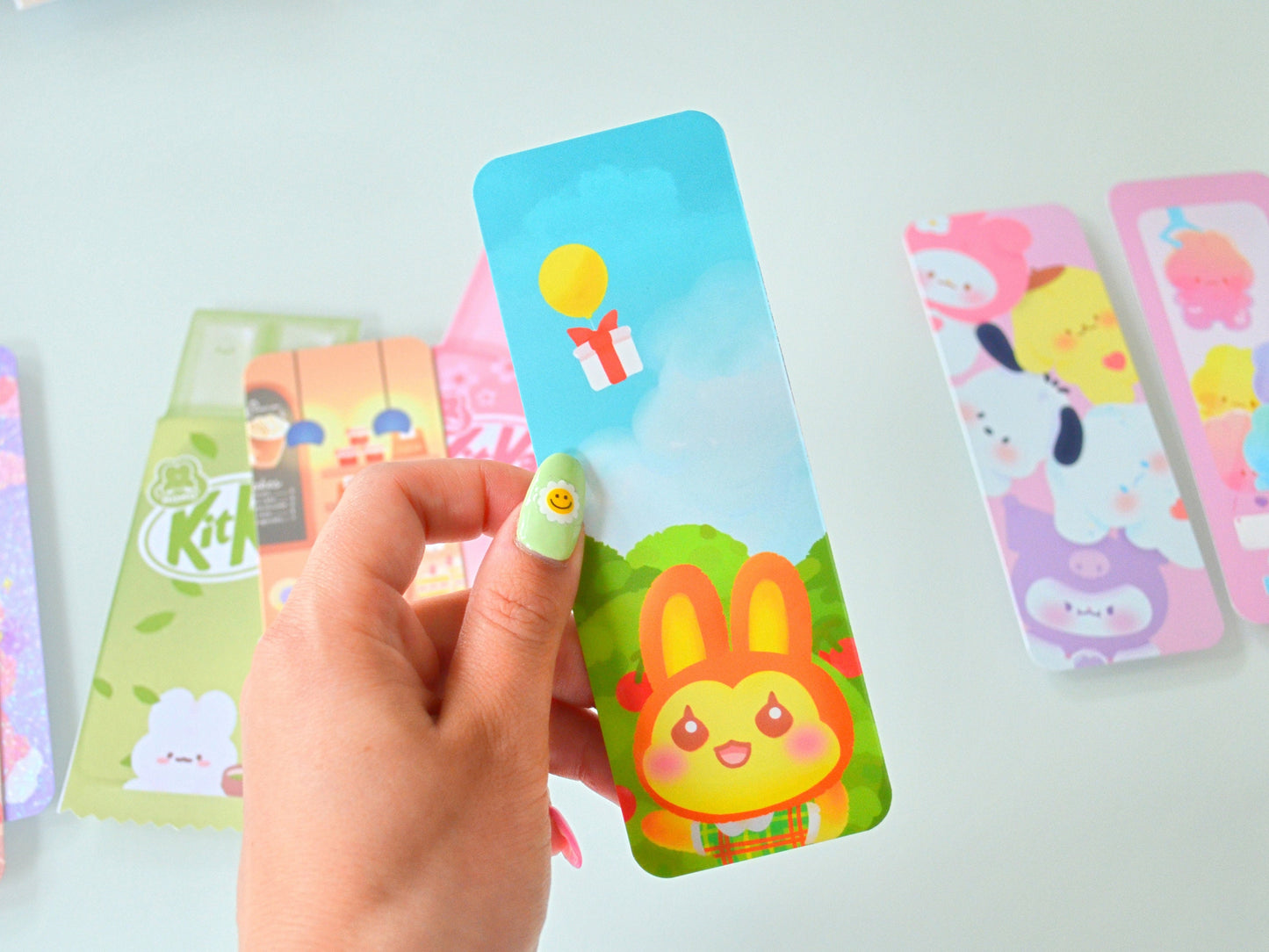 Marque-pages mignon, pastel, brillant, holographique, kit kat